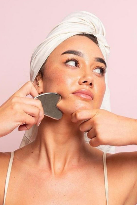 Paslanmaz Çelik Gua Sha - Yüz Masaj Aleti - 1 Adet