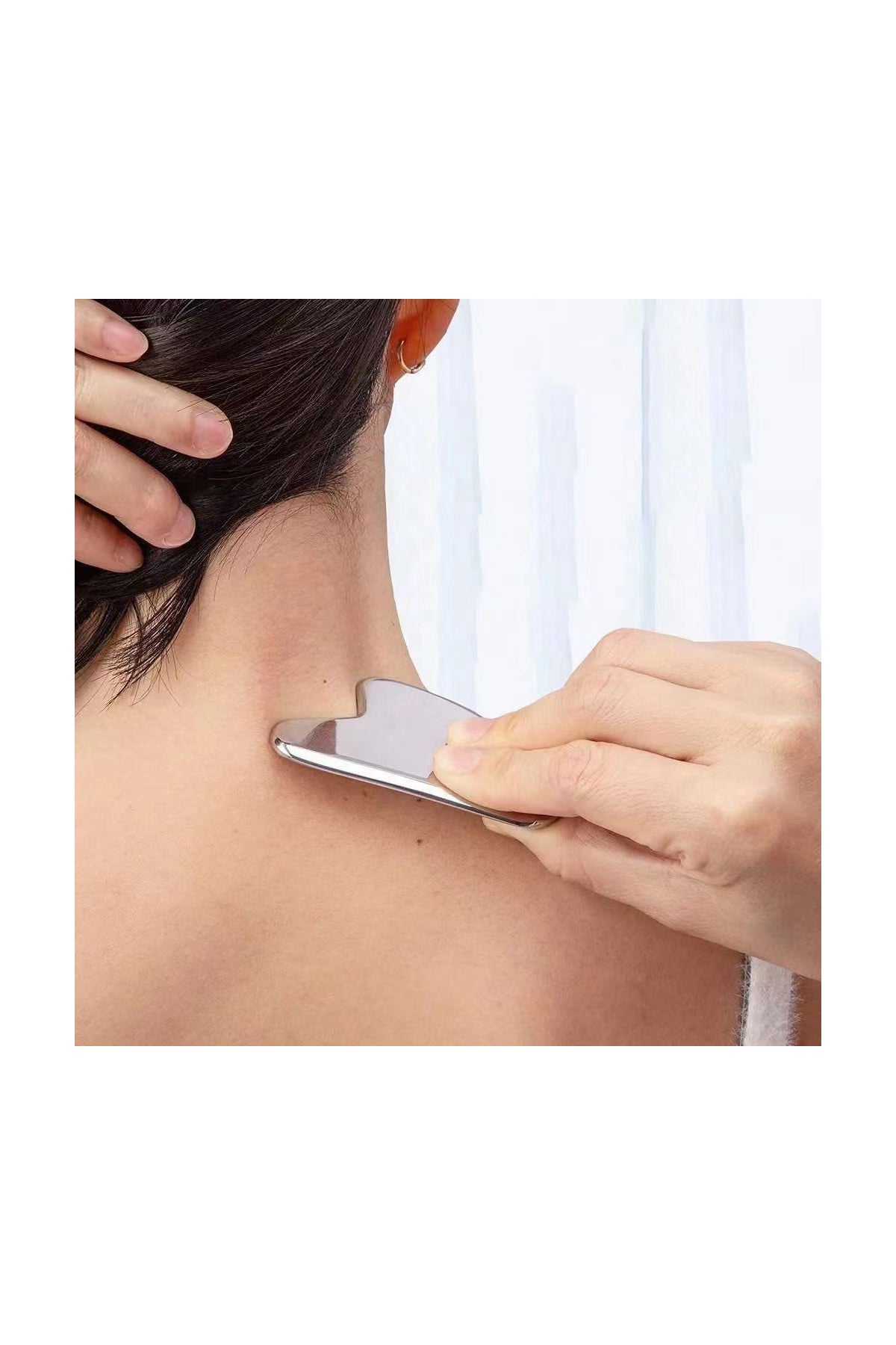 Paslanmaz Çelik Gua Sha - Yüz Masaj Aleti - 1 Adet